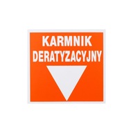 1x naklejka pomarańczowa KARMNIK na ścianę do oznaczenia deratyzacja