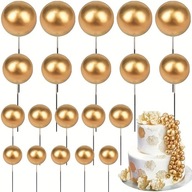 20 x arany csúcsgömbök SZÜLINAPI TORTÁHOZ TOPPER + AJÁNDÉK