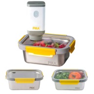 ÉTELTÁROLÓ DOBOZ ROZSDAMENTES ACÉL ÉS EDZETT ÜVEG PIKA1780 ml +PUMPA