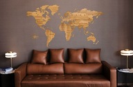 Drewniana mapa świata złoty dąb 150 basic dekoracj
