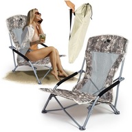 Krzesełko Be-active.pl) Krzesło turystyczne plażowe fotel moro składane odcienie brązu i beżu