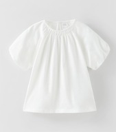 Zara bluzka dziecięca krótki rękaw bawełna biały rozmiar 134 (129 - 134 cm)