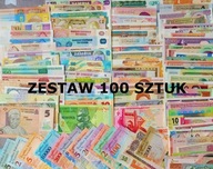 ZESTAW 100 SZTUK RÓŻNYCH BANKNOTÓW ŚWIATA UNC