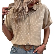 D-look koszula damska krótki rękaw geometryczny biały damska bluzka w kropki rozmiar XXL
