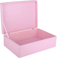 Ružová drevená krabička s vekom 40x30x14 cm