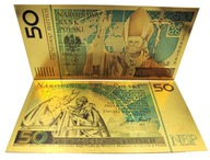 50zł Jan Paweł II Pozłacany Kolekcjonerski Banknot