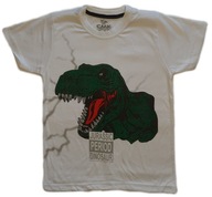 T-SHIRT bluzka KOSZULKA biały DINOZAUR - 128