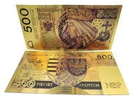 Pozłacany banknot 500 złotych królowa Jadwiga