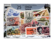 Pakiet 25 znaczków pocztowych - CZOŁGI