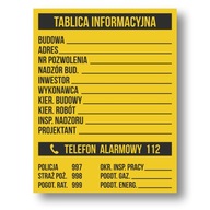 Budowlana Tablica Informacyjna BHP 70x90cm PCV