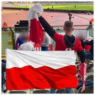 FLAGA POLSKI POLSKA Duża 110 x 68 cm EURO 2024 W NIEMCZECH z otworem na kij