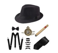 RETRO PÁNSKÁ GANGSTERSKÁ SADA 7 KUSŮ KLOBOUKŮ