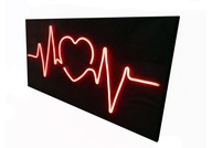 NEON LED dekoracja ścienna drewno 60cm EKG SERCE neon led panel napis