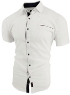 Free - koszula elegancka krótki rękaw białe koszula męska casual krótki rękaw slim bawełna rozmiar XL