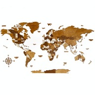 Mapa Świata 3d z drewna na ścianę | LATTE Sikorka 150x70cm