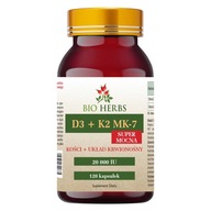 Suplement diety Bio Herbs Witamina D3 + K2 MK-7 120 kapsułek