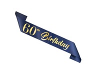Szarfa urodzinowa 60th Birthday granatowo-złota