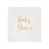 Serwetki ze złotym napisem Baby Shower 20szt
