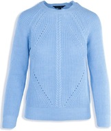 New Look Efektowny Kobiecy Błękitny Sweter Warkocz Sploty Bawełna S 36