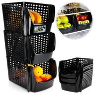 3x ZÖLDSÉG-GYÜMÖLCS tároló doboz emeletes