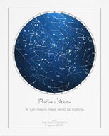 Plakat Mapa Gwiazd Navy Blue bez ramy 40 x 50 cm