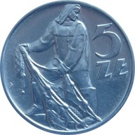 Moneta 5 zł złotych Rybak 1974 r ładna