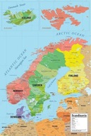 Plagát Mapa Škandinávie Anglická verzia 61x91,5