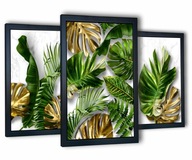 3 obrazy w ramach salon Tropical Monstera 2 43x99