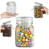 HERMETIKUS ÜVEG TÉGELY NÉGYZET ÜVEGFEDÉLLEL 750ml élelmiszerhez