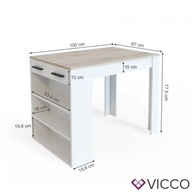 Stół kuchenny Vicco prostokątny biały 67 x 100 x 77,5 cm