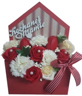 Bukiet, flower box, miś z róż, róża mydlana, stroik, wieczna róża Ekoklimwent 30 cm