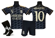 MBAPPE REAL strój piłkarski koszulka spodenki + getry CZARNY rozmiar 128