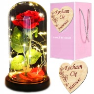 ÖRÖK RÓZSA ÜVEGBEN VILÁGÍTÓ LED AJÁNDÉK Valentin napi ajándék Neki