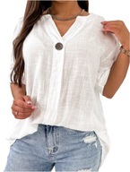 New Collection koszula damska rękaw 3/4 bez wzoru biały lużna rozmiar uniwersalny