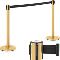 Zlatý hotelový bariérový stĺpik s čiernou páskou