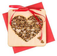 Drevená darčeková karta Gravírovanie Valentína