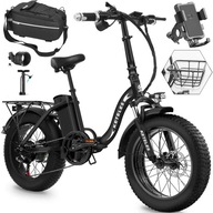 Rower elektryczny KETELES [official] KF9 Foldable Electric Bicycle Men's/Women's Foldable Electric Bicycles 150KM rama tire size 20*4.0inch snowmobile tires aluminium koło 20 " czarny 1500 W