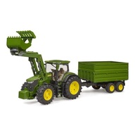 Traktor z przyczepą Bruder John Deere 7R 350 zielony