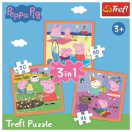 Puzzle Trefl PUZZLE 106 elementów Puzzle 3w1 Pomysłowa Świnka Peppa TREFL 34852