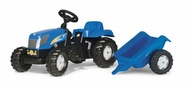 Traktorek na pedały Rolly Toys New Holland niebieski z przyczepką