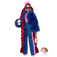 Barbie Extra Lalka Niebieski garnitur panterka/Bordowe włosy HHN09