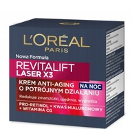 L'Oreal Paris Revitalift Laser X3 przeciwzmarszczkowy krem do twarzy na noc z kwasem hialuronowym, witaminą Cg i Pro-Xylane 50 ml