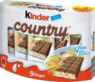 Шоколадные батончики Kinder Country 9 шт из Германии ко Дню защиты детей