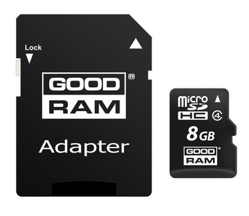 8 GB GOODRAM karta micro SDHC 8GB microSD +ad SD