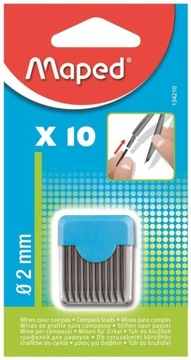 WKŁADY DO CYRKLI - grafit 2 mm 10 sztuk MAPED