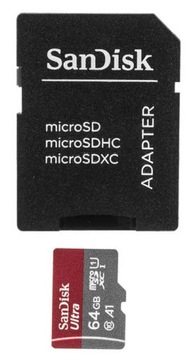 Карта памяти Sandisk microSDXC 64 ГБ + адаптер