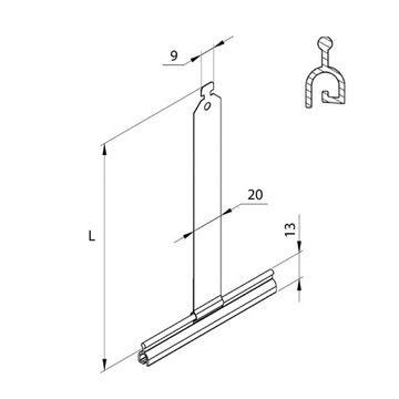 Вешалка для рулонных штор Steel-ALU, окрашенная в цвет ALUPROF 170.
