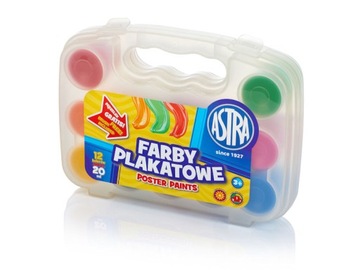 Farby plakatowe ASTRA 12 kolorów 20ml etui WALIZKA
