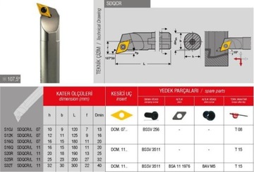 Nóż tokarski składak S16Q SDQCL 11 DCMT 1104