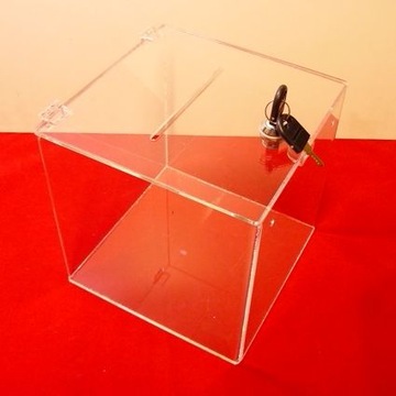 Урна, копилка, ящик из оргстекла, ПРОЗРАЧНЫЙ, 20х20х20см